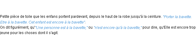 Définition bavette ACAD 1798
