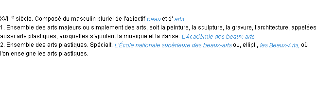 Définition beaux-arts ACAD 1986
