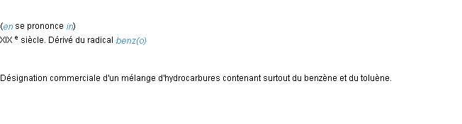 Définition benzol ACAD 1986