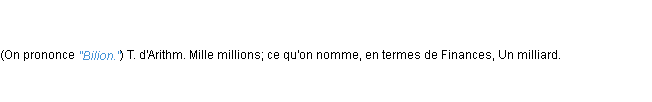 Définition billion ACAD 1835