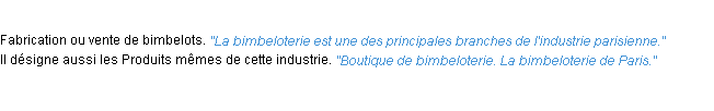 Définition bimbeloterie ACAD 1932