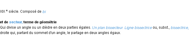 Définition bissecteur ACAD 1986
