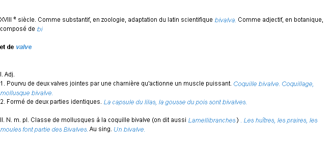 Définition bivalve ACAD 1986