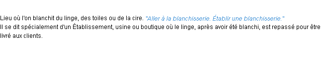 Définition blanchisserie ACAD 1932