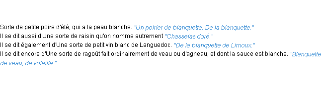 Définition blanquette ACAD 1835