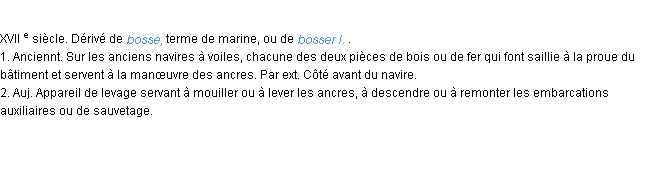 Définition bossoir ACAD 1986