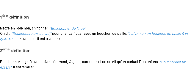 Définition bouchonner ACAD 1798