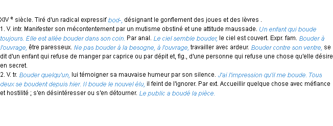 Définition bouder ACAD 1986