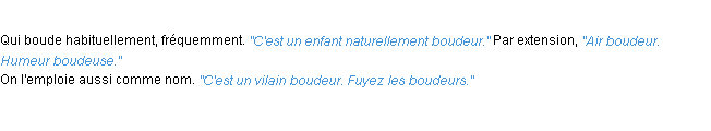 Définition boudeur ACAD 1932