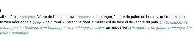 Définition boulanger ACAD 1986