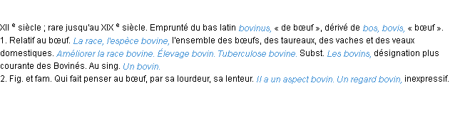 Définition bovin ACAD 1986