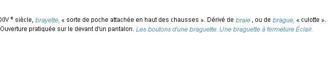 Définition braguette ACAD 1986