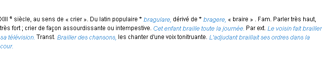 Définition brailler ACAD 1986