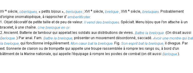 Définition breloque ACAD 1986