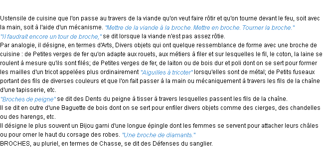 Définition broche ACAD 1932