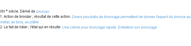 Définition bronzage ACAD 1986
