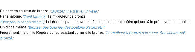 Définition bronzer ACAD 1932