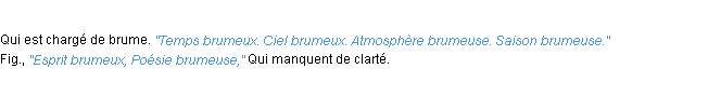 Définition brumeux ACAD 1932