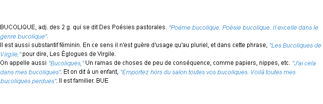 Définition bucolique ACAD 1798