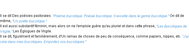 Définition bucolique ACAD 1835