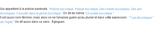 Définition bucolique ACAD 1932