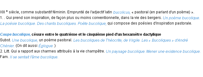 Définition bucolique ACAD 1986