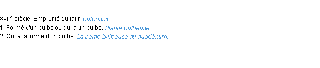Définition bulbeux ACAD 1986