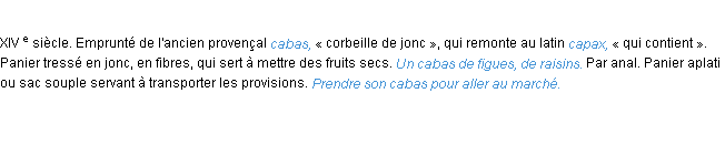 Définition cabas ACAD 1986
