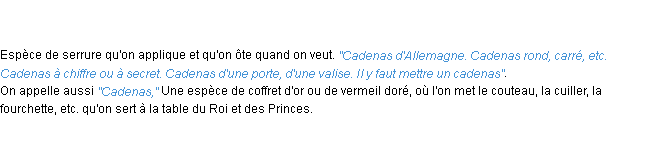 Définition cadenas ACAD 1798