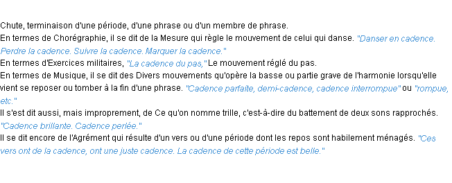 Définition cadence ACAD 1932
