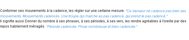 Définition cadencer ACAD 1932