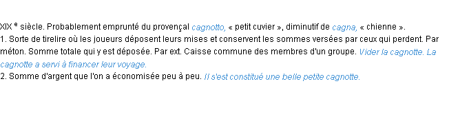 Définition cagnotte ACAD 1986