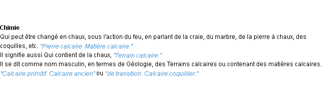 Définition calcaire ACAD 1932
