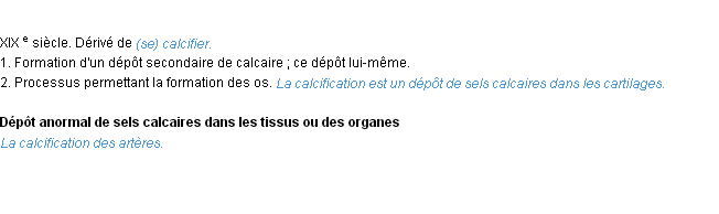 Définition calcification ACAD 1986