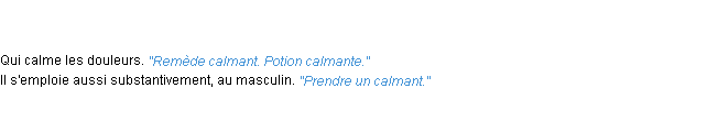 Définition calmant ACAD 1835