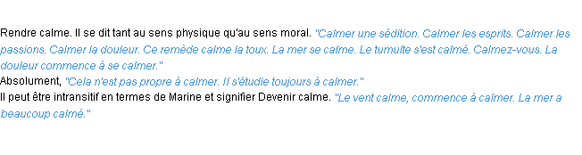Définition calmer ACAD 1932