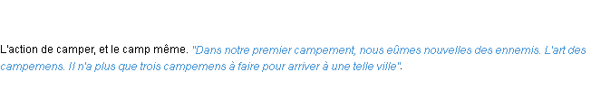 Définition campement ACAD 1798