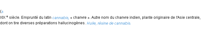 Définition cannabis ACAD 1986