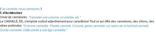 Définition canneler ACAD 1932