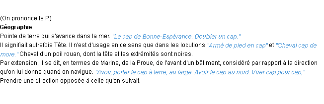 Définition cap ACAD 1932