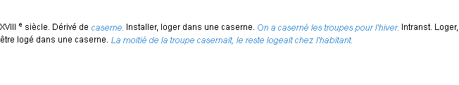 Définition caserner ACAD 1986