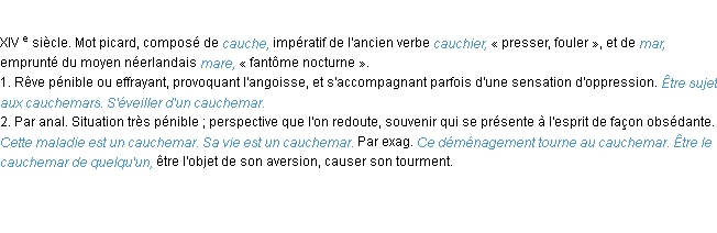 Définition cauchemar ACAD 1986