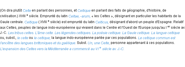 Définition celte ACAD 1986