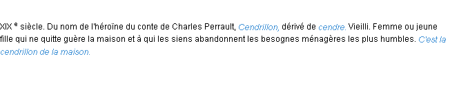 Définition cendrillon ACAD 1986