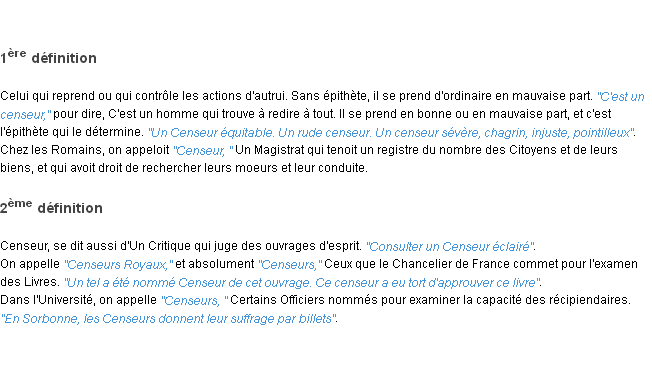 Définition censeur ACAD 1798