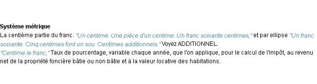 Définition centime ACAD 1932