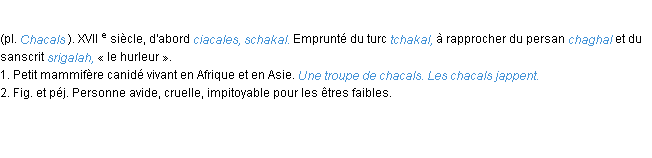Définition chacal ACAD 1986