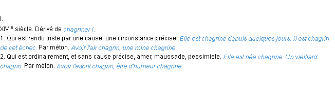 Définition chagrin ACAD 1986