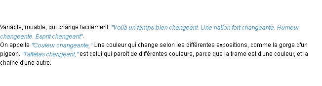 Définition changeant ACAD 1798