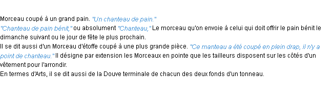 Définition chanteau ACAD 1932